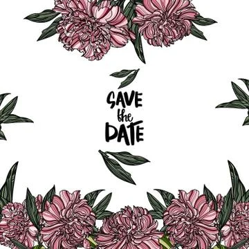 Greeting card with peony. Illustrazione stock