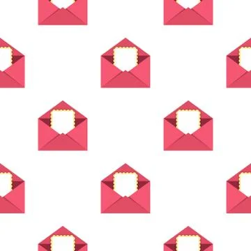 Greeting card in pink envelope pattern seamless Stock Illustration