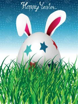 Greeting card Poster template Easter with rabbit ears Stock Illustration