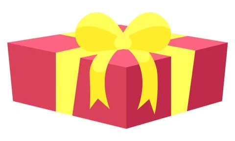 Greeting Card with Present Box and Ribbon Vector Stock Illustration