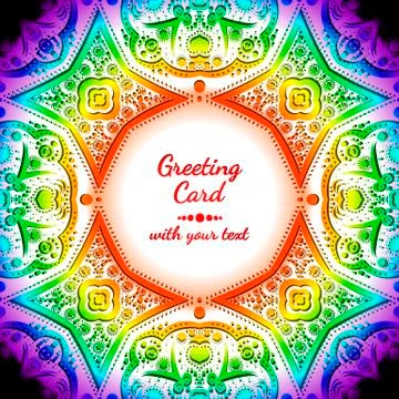 Greeting card with rainbow pattern on white Illustrazione stock