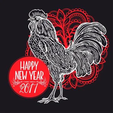 Greeting card with Rooster Stock Illustration
