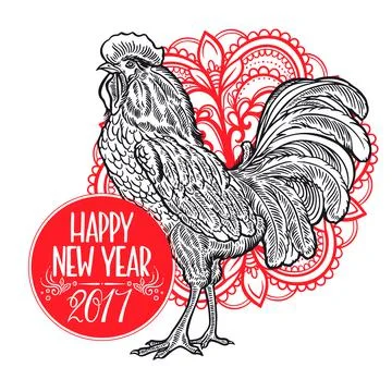 Greeting card with Rooster Stock Illustration