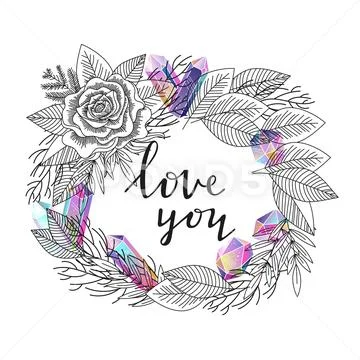 Greeting card rose flower and crystals vector Stock Illustration