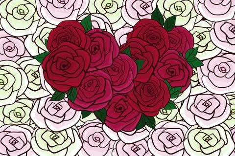 Greeting card with roses Stock Illustration