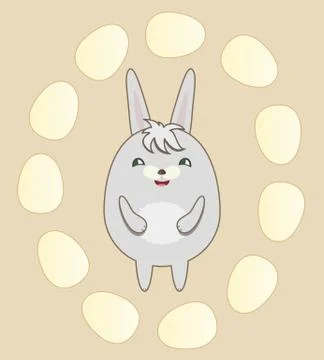 Greeting Card with Round Rabbit for Easter Stock Illustration