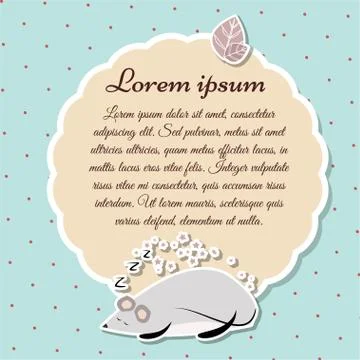 Greeting card with a sleeping mouse, vector illustration Stock Illustration