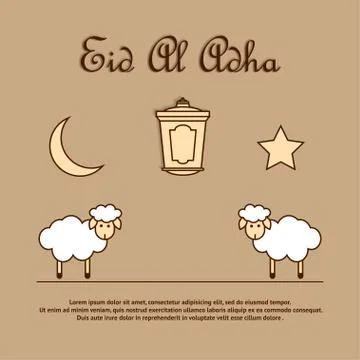 Greeting card template for Eid-Ul-Adha with sheep. Stock Illustration