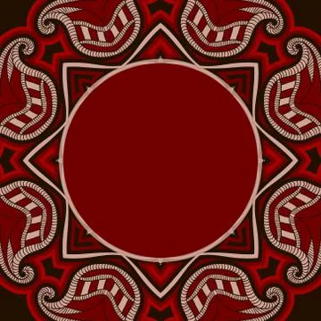 Greeting card template, patterned dark mandala background. Stock Illustration