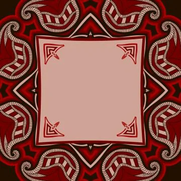 Greeting card template, patterned dark mandala background. Stock Illustration