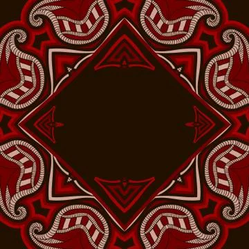 Greeting card template, patterned dark mandala background. Stock Illustration