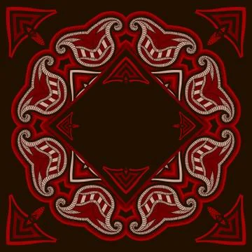 Greeting card template, patterned dark mandala background. Stock Illustration