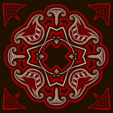 Greeting card template, patterned dark mandala background. Stock Illustration