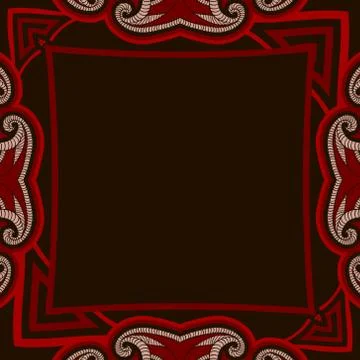 Greeting card template, patterned dark mandala background. Stock Illustration