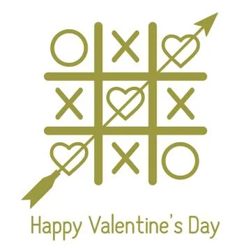 Greeting card with tic tac toe game with hearts. Stock Illustration