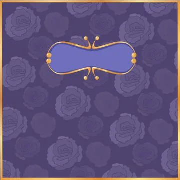 Greeting card vector decor layout with frame - pattern with roses Stock Illustration