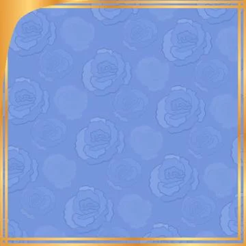 Greeting card vector decor layout with frame - pattern with blue roses Stock Illustration