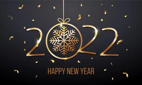 Greeting card web banner or poster with happy new year 2022 with snowflake gold Stock Illustration