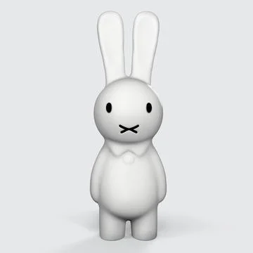 Greeting card with with white Easter rabbit. Funny bunny. Easter Bunny 3d Stockillustratie