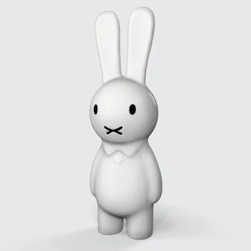 Greeting card with with white Easter rabbit. Funny bunny. Easter Bunny 3d イラスト素材
