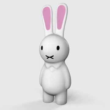 Greeting card with with white Easter rabbit. Funny bunny. Easter Bunny 3d イラスト素材