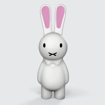 Greeting card with with white Easter rabbit. Funny bunny. Easter Bunny 3d イラスト素材