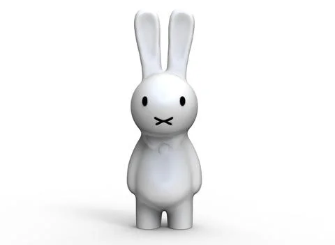 Greeting card with with white Easter rabbit. Funny bunny. Easter Bunny 3d イラスト素材
