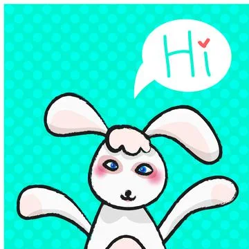 Greeting card White Easter Rabbit Stock Illustration