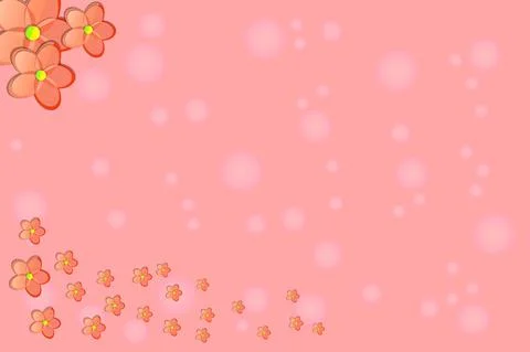 Greeting cards background with copy space. Pink backdrop with paper flowers. Stock Illustration