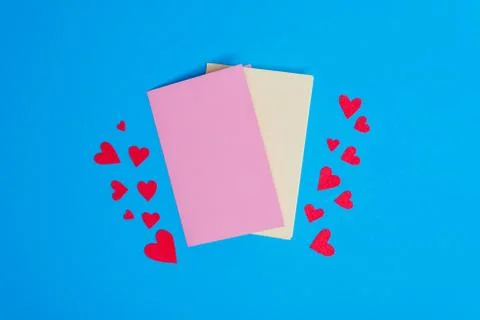 Greeting cards lying on the background Fotos Stock