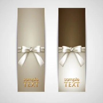 Greeting cards with white bows Stock Illustration