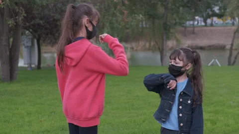 Greeting contactlessly. Stock Footage 143880910