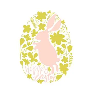 Greeting Easter background with Cute rabbit. Vector illustration Stock Illustration