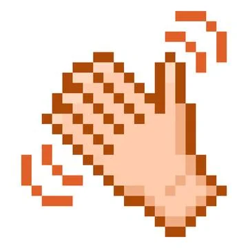 Greeting hand gesture, showing five fingers vector pixel art, color 8 bit retro Stock Illustration