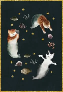 Greeting postcard with cats Stock Illustration