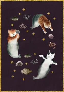 Greeting postcard with cats Stock Illustration