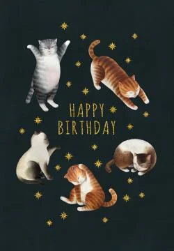 Greeting postcard with cats Stock Illustration