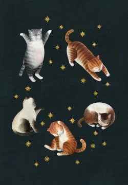 Greeting postcard with cats Stock Illustration