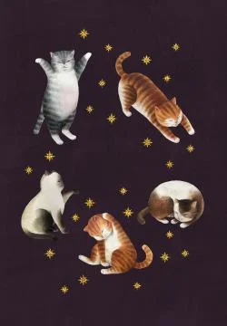 Greeting postcard with cats Stock Illustration