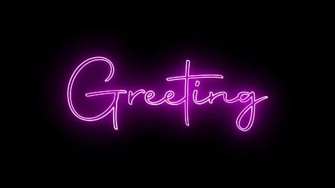 'Greeting' text animation with neon glow line. Stock Footage 282576944