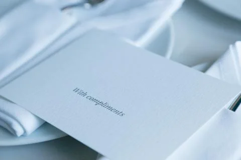 Greetings card on served table. creative cook. luxury culinary concept. Stock Illustration