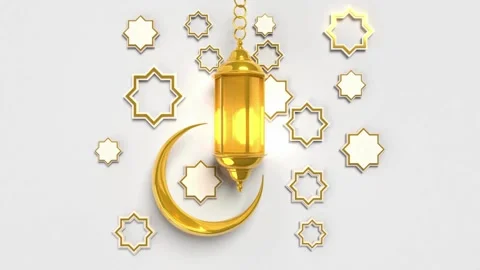 Greetings Celebration of islamic eid mubarak and eid al adha lantern in a lig Stock Footage 270954292