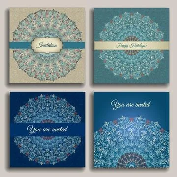 Greetings Set Mandala Design Stock Illustration