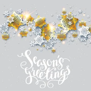 Greetings with shine snowflakes Stock Illustration