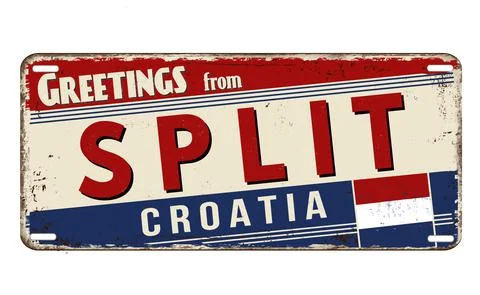 Greetings from Split vintage rusty metal plate Illustrazione stock