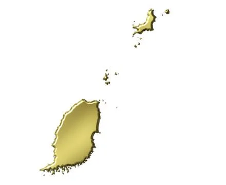 Grenada 3d golden map Stock Illustration