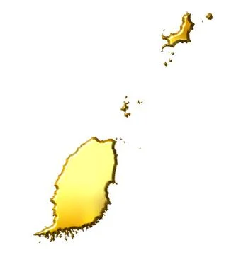 Grenada 3d Golden Map Stock Illustration