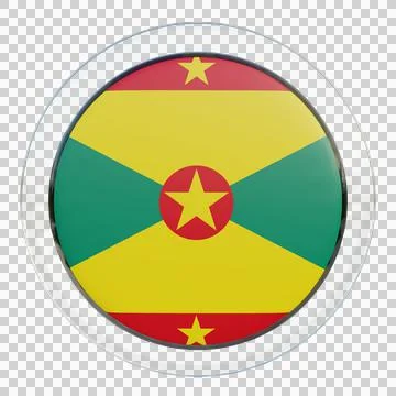 Grenada 3d illustration flag on pole. Wood flagpole Stock Illustration
