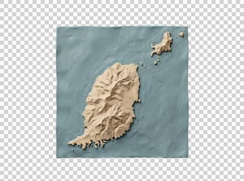 Grenada 3d map geographic island relief background realistic topographic ma.. Stock Photos