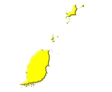 Grenada 3d map with national color Stock Illustration